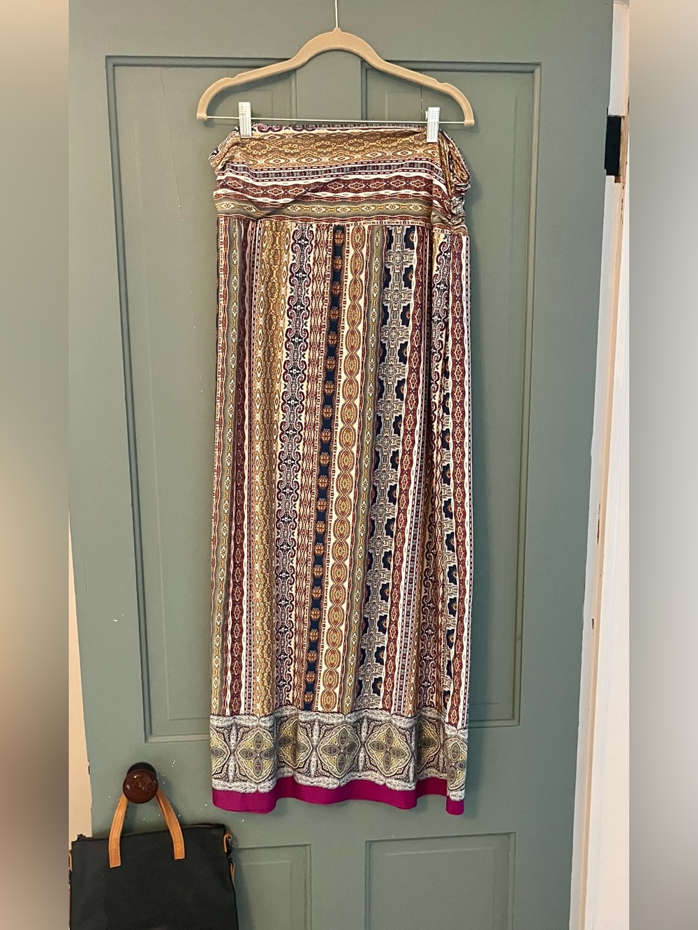 Apt. 9 Striped Medallion Maxi Skirt in Burgundy, Navy & Gold